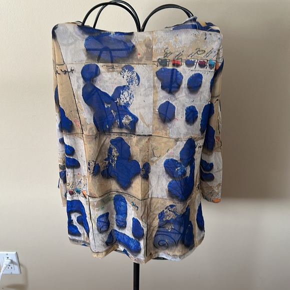 Very original top, blue and gold hue,light fabric,byAventure des Toiles - Picture 2 of 4